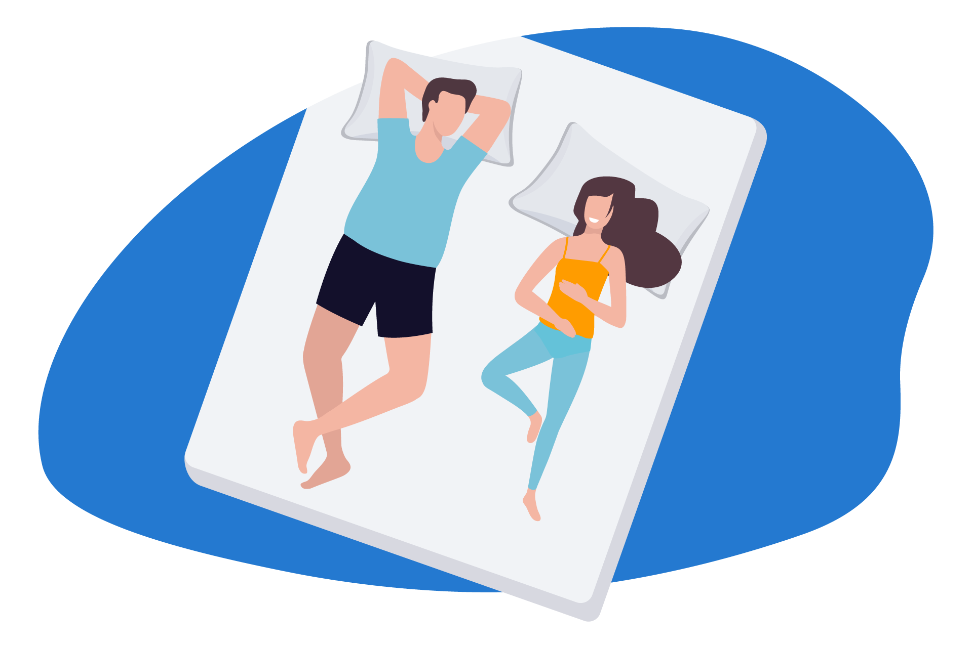 Casal deitado em colchão